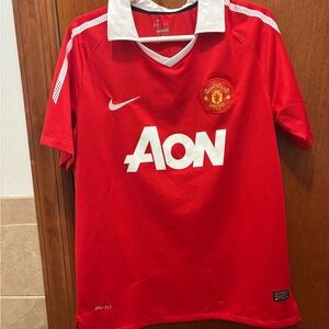 Nike Manchester United Red White AON Soccer Jersey